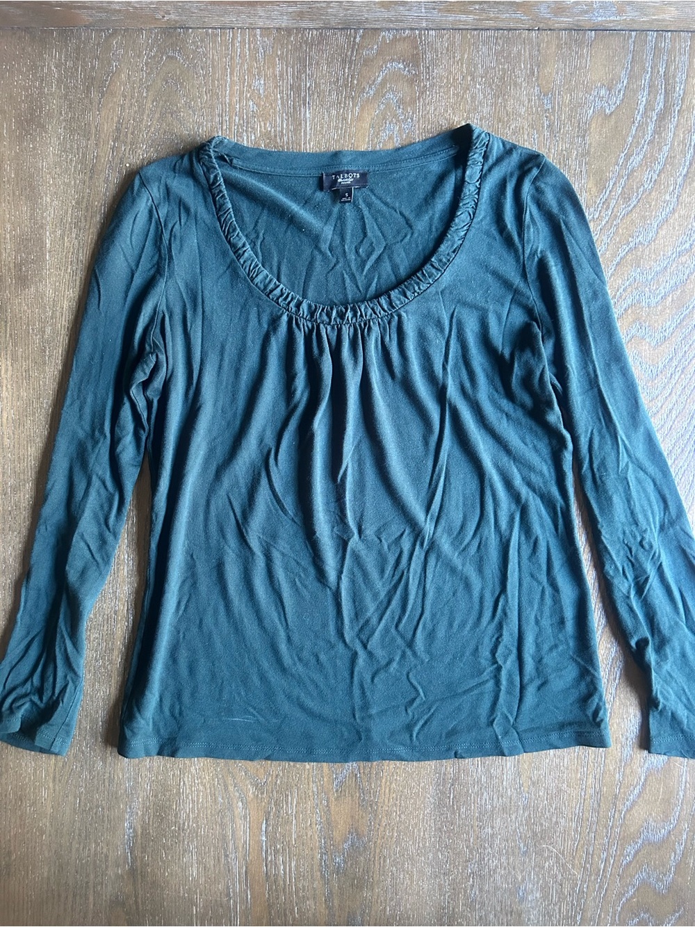 Talbots Long Sleeve Scoop Neck Top Hunter Green